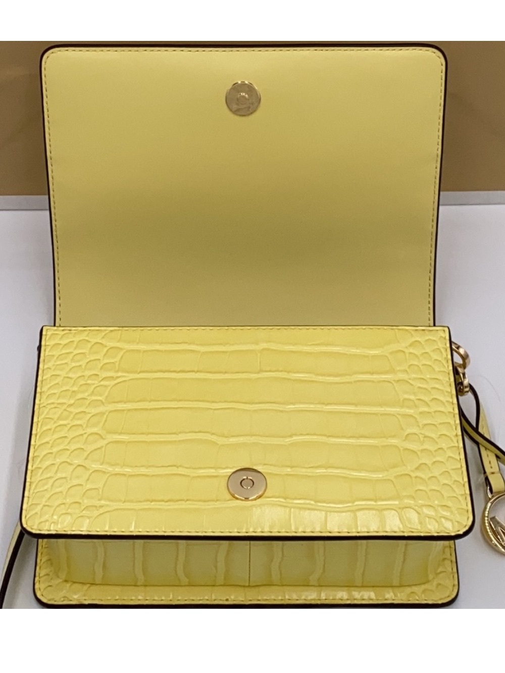 NWT Michael Kors Mercer  BUTTERCUP Croc-Embossed Leather Crossbody Bag - Picture 8 of 14